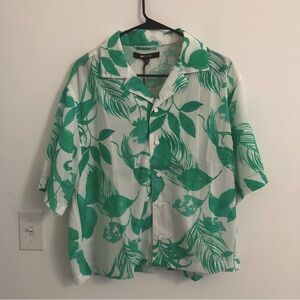 Green and White floral Shirt NWT